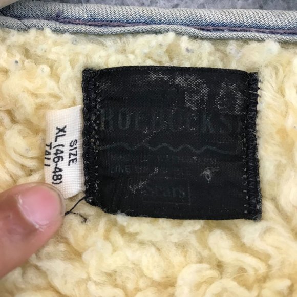Vintage Sears Roebucks Western Vest Mens XL Sherpa Lined Denim Snap Button - Picture 4 of 8